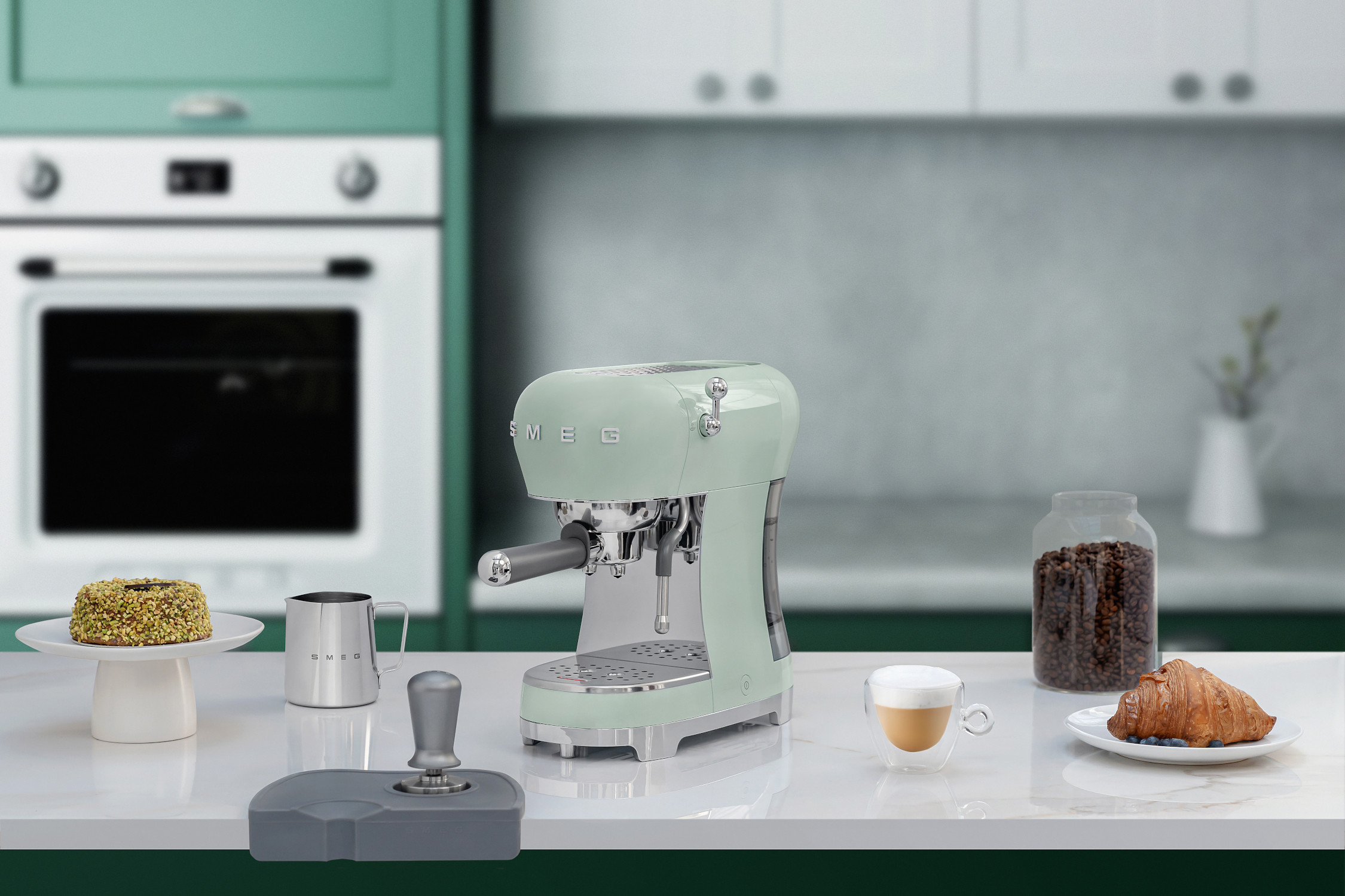 Smeg ECF02 espresso kávéfőző - világoszöld