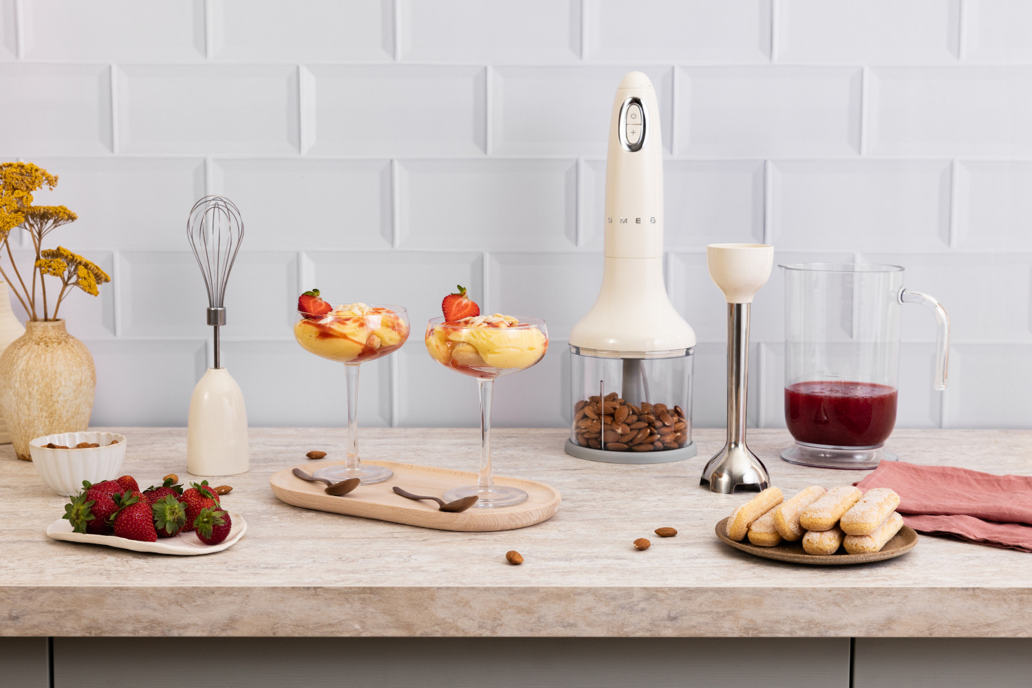 SMEG BOTMIXER SZETT, 50-es évek retro design, bézs