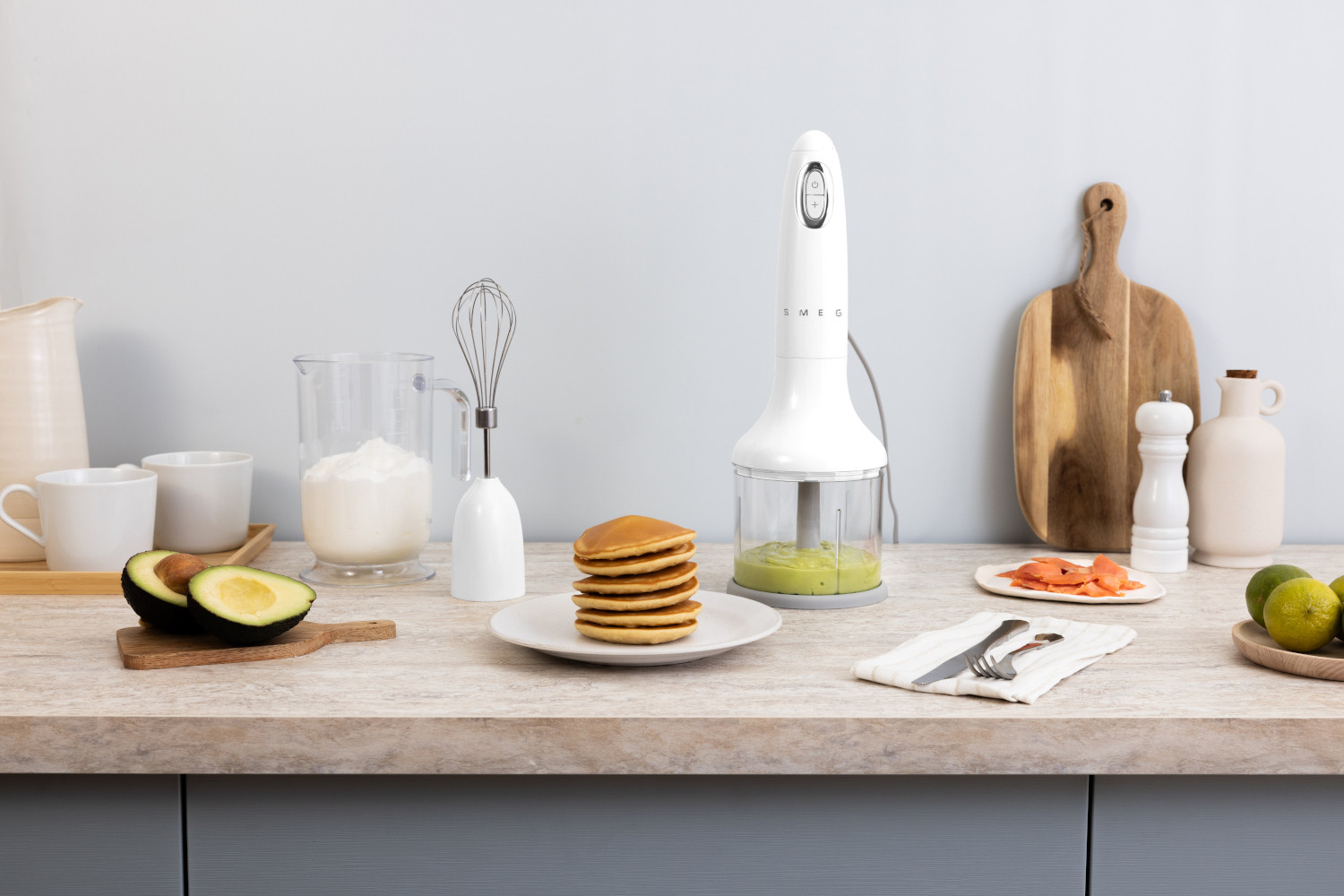 SMEG BOTMIXER SZETT, 50-es évek retro design, fehér