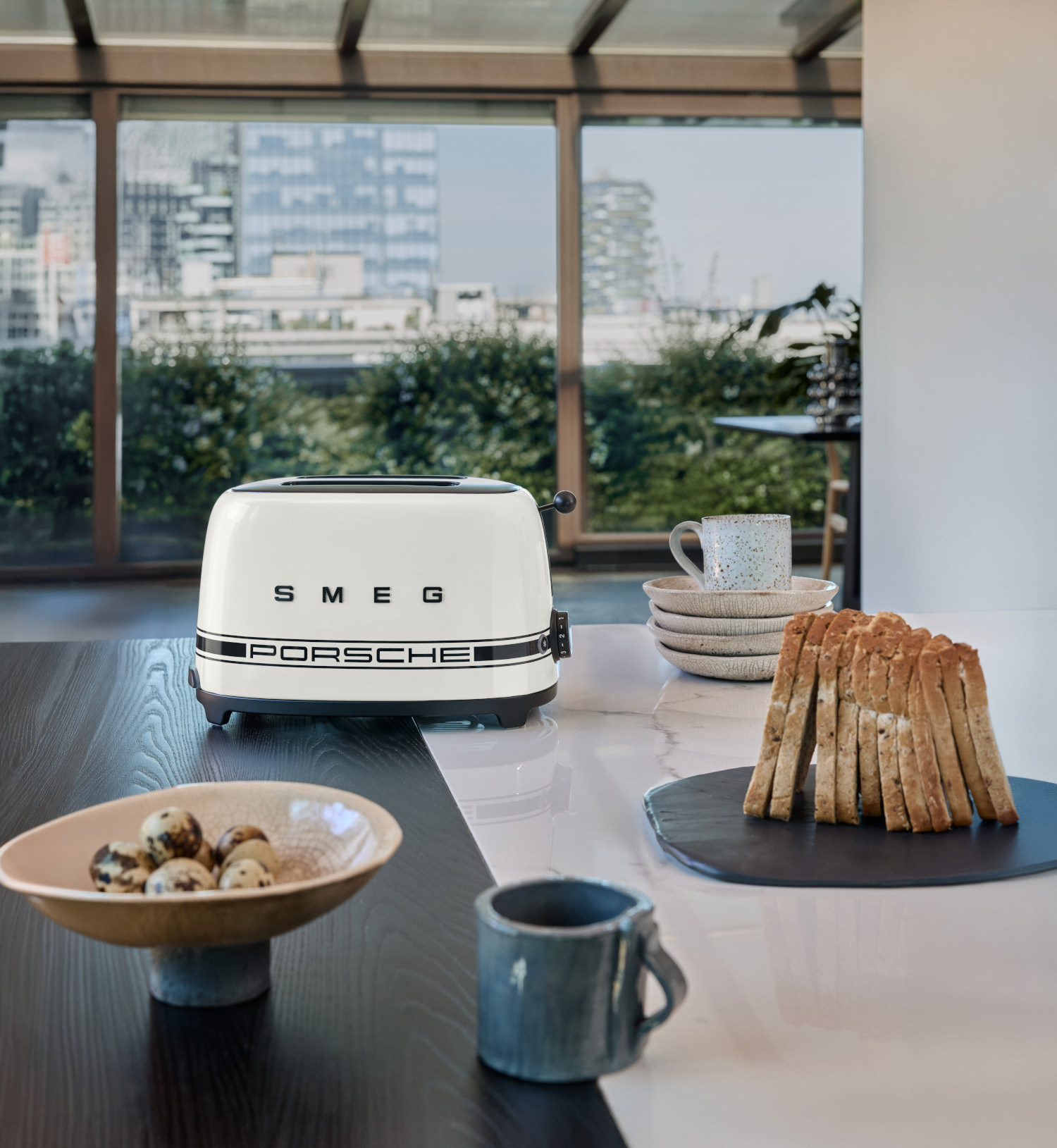 Porsche x SMEG KENYÉRPIRÍTÓ, 2 szeletes, Carrara White