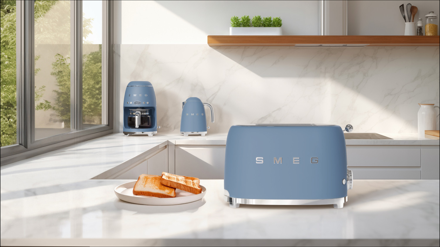 Smeg matt viharkék reggeliző szett