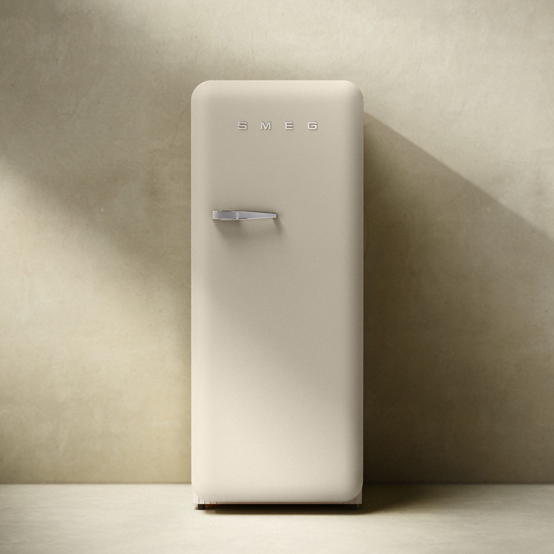 SMEG FAB28 Egyajtós hűtőszekrény, felül fagyasztórekesszel, jobbos - 50-es évek retro design, matt moonlight