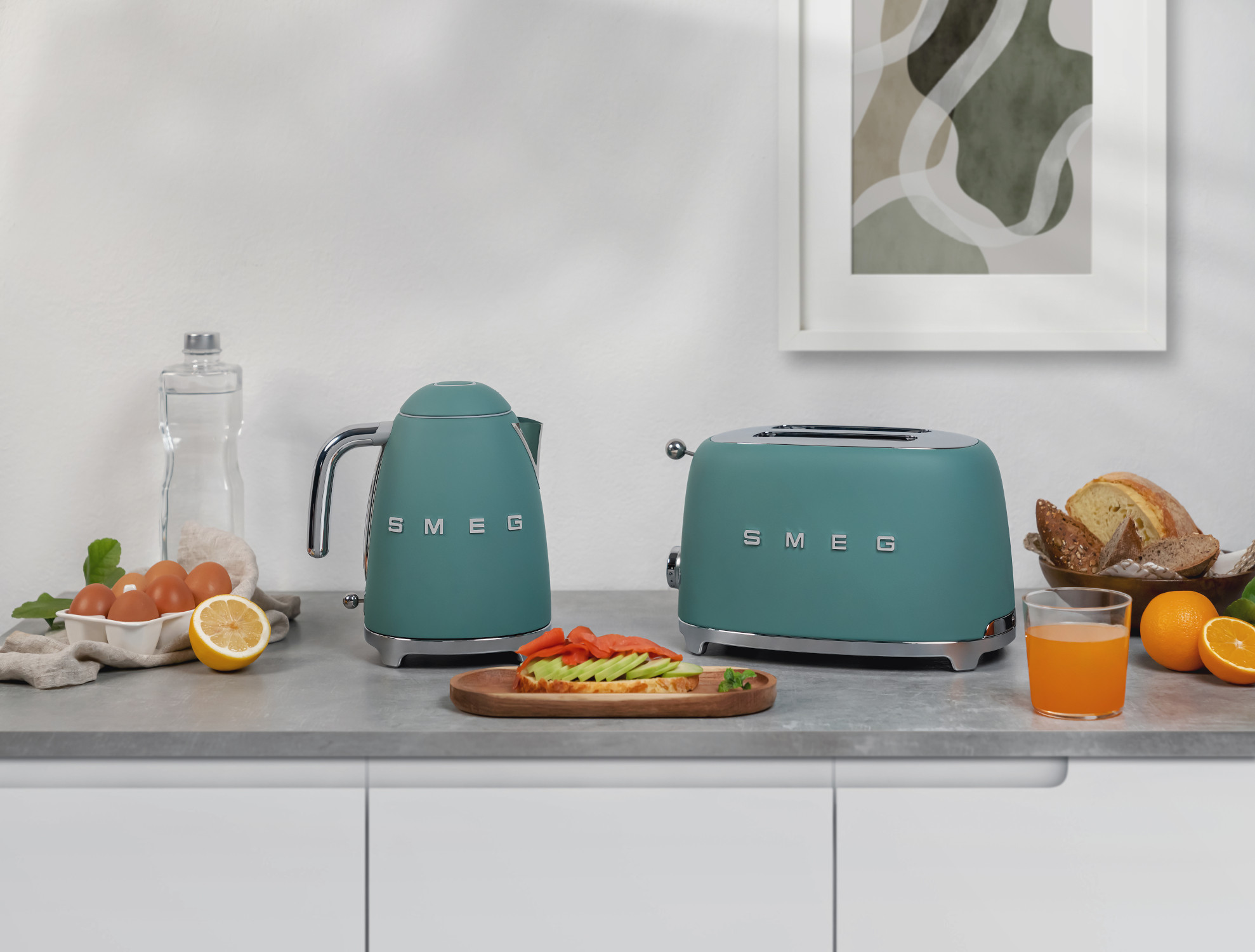 Smeg matt smaragdzöld reggeliző szett